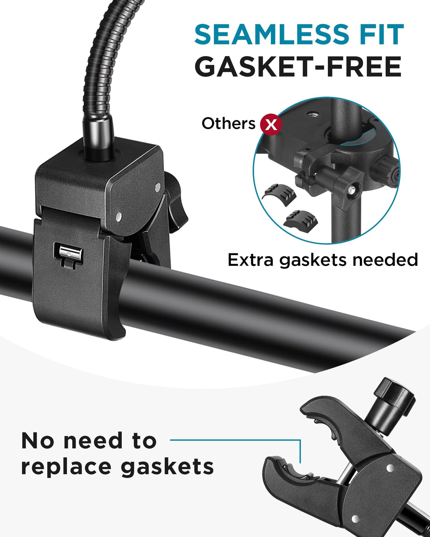 InnoGear Mic Stand Phone Holder, Flexible Gooseneck Mount Clamp for Microphone Boom Arm Tube Pipes Music Accessories for iPhone 16 15 14 13 12 MAX Pro