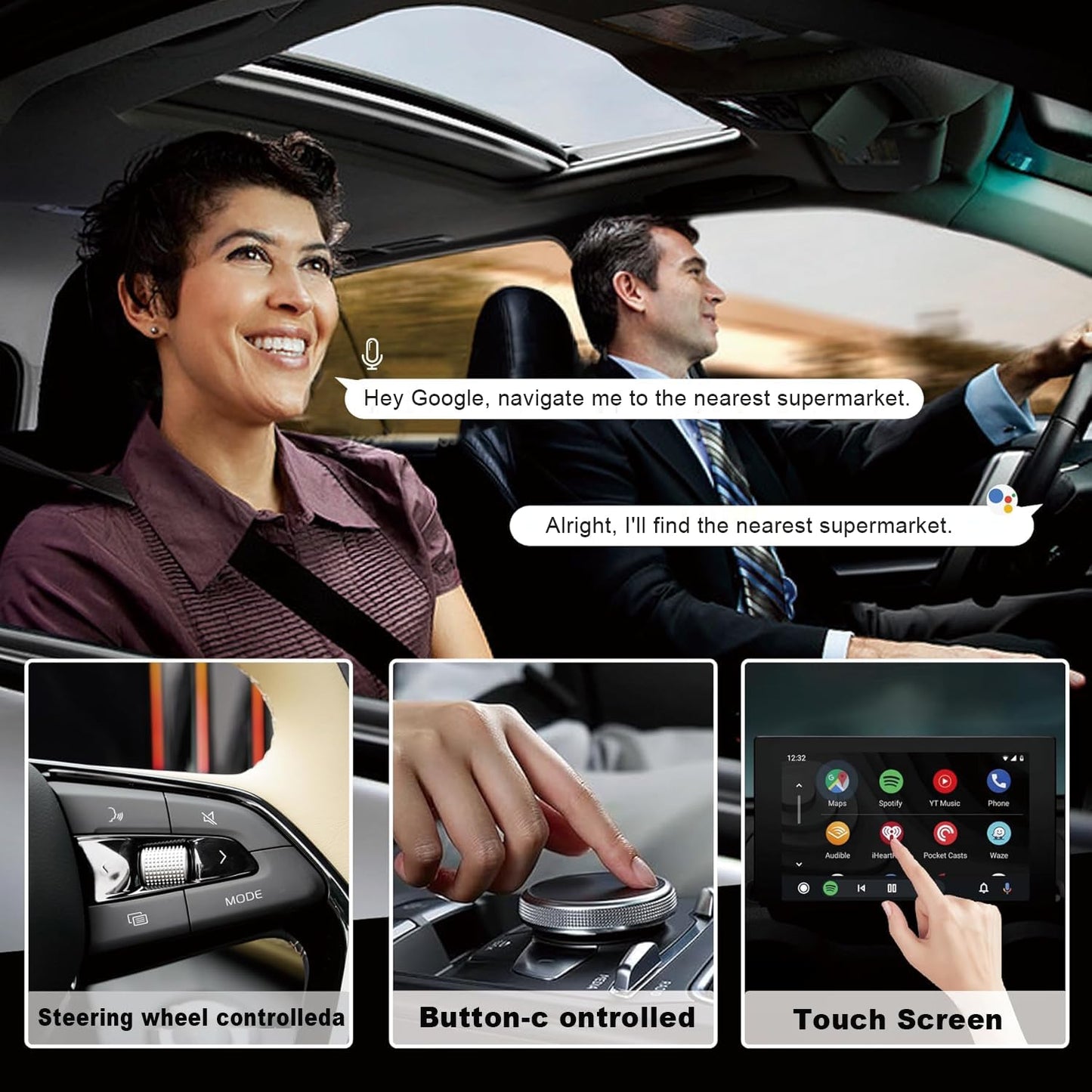 Android Auto Wireless Adapter for Car, Android Auto Dongle Plug & Play Easy Setup Supports Voice Assistant Low Latency, Online Update Auto,Connect