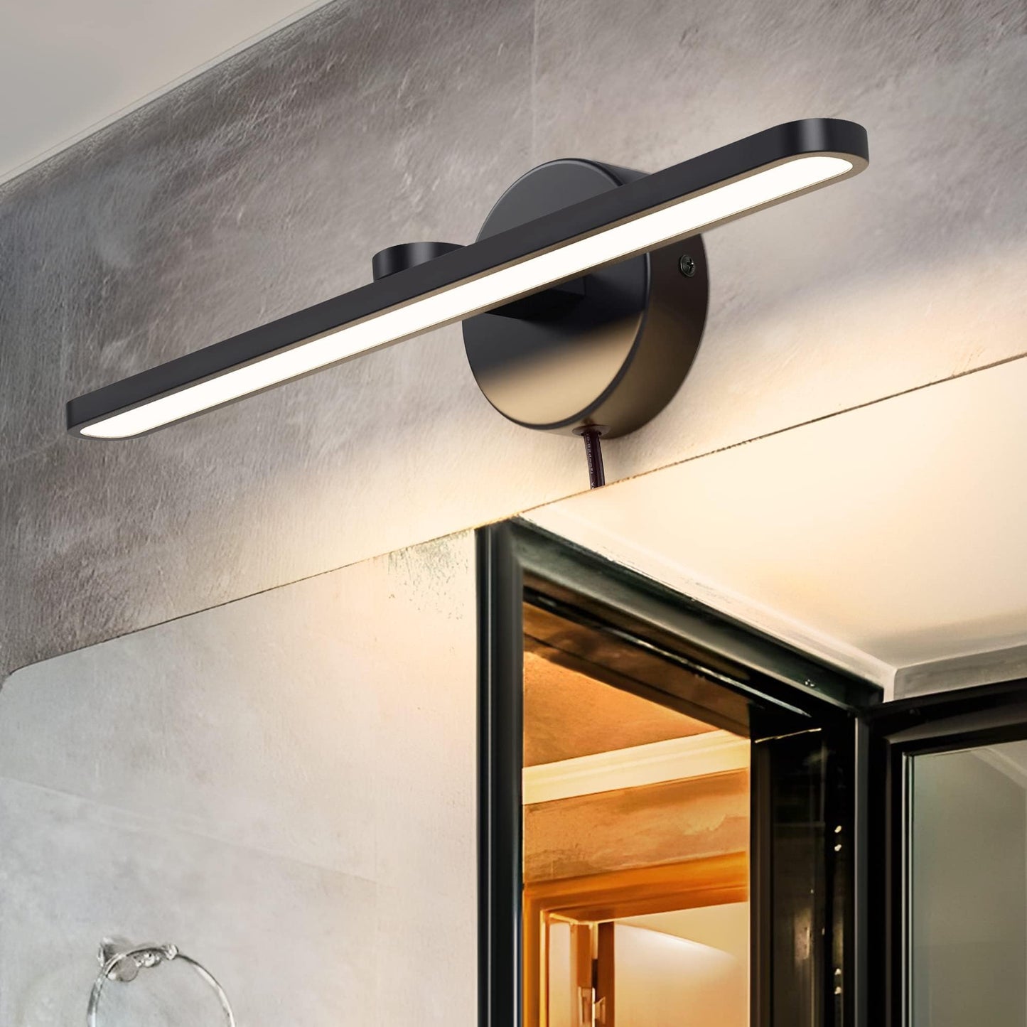 MantoLite LED Vanity Lighting Fixtures, 16inch Wall Mounted Plug in Light Fixtures Bathroom Over Mirror Lamp Modern Home Bedside Wall Picture Lamps