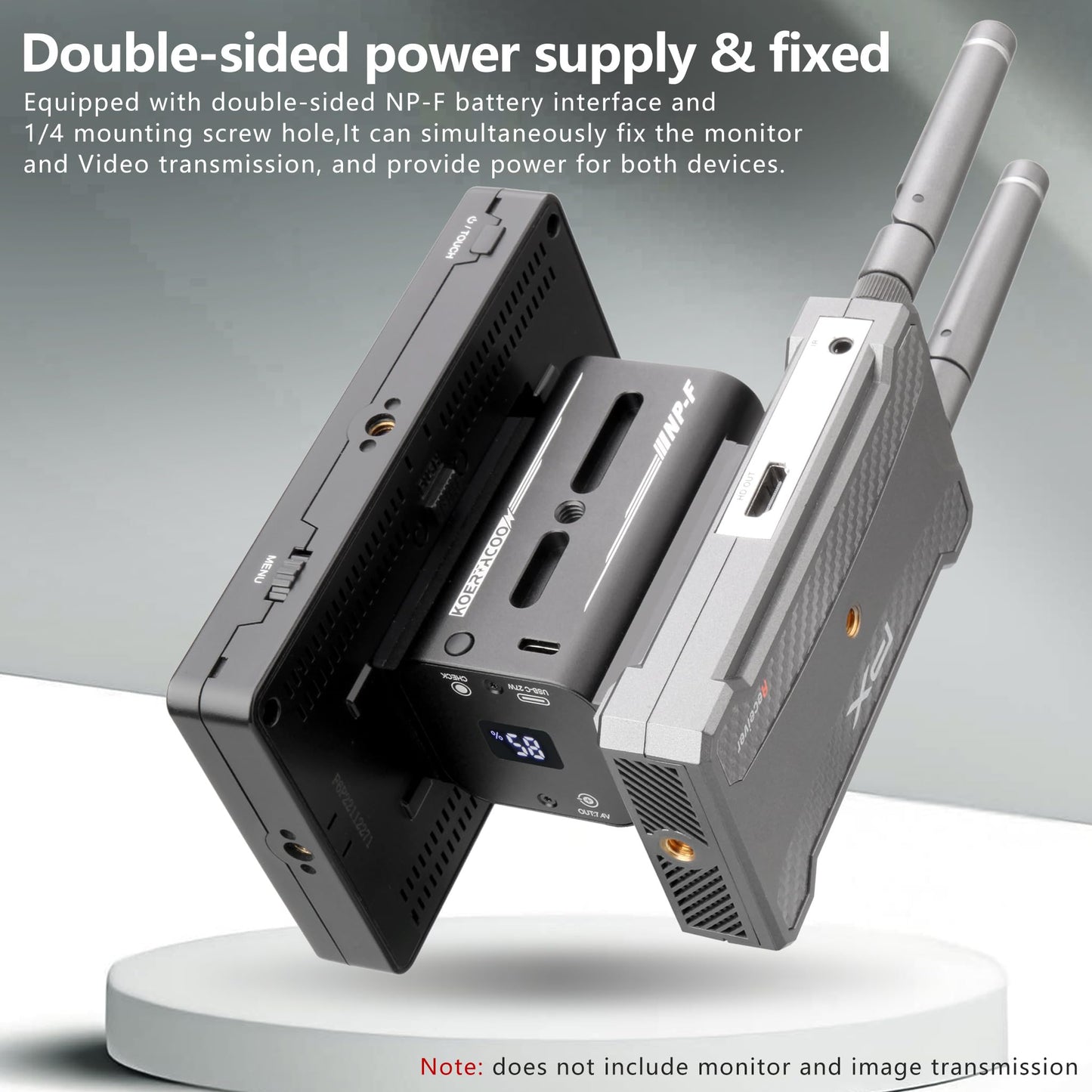 KOERTACOO Dual-Sided NP-F Battery (8700mAh), with DC 7.4V and Type-C Ports, LED Display, Replacement for Sony NP-F550/770/970 Battery, Suitable
