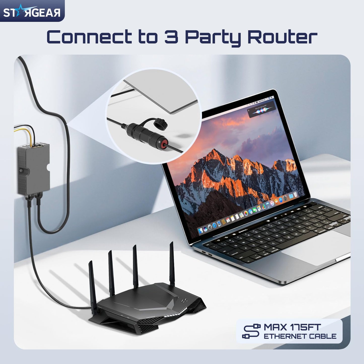 STARGEAR Starlink Ethernet Adapter for Gen 3/Mini, 1FT/30CM Waterproof Starlink Cable RJ45 Coupler Starlink Mini Ethernet Cable Extension