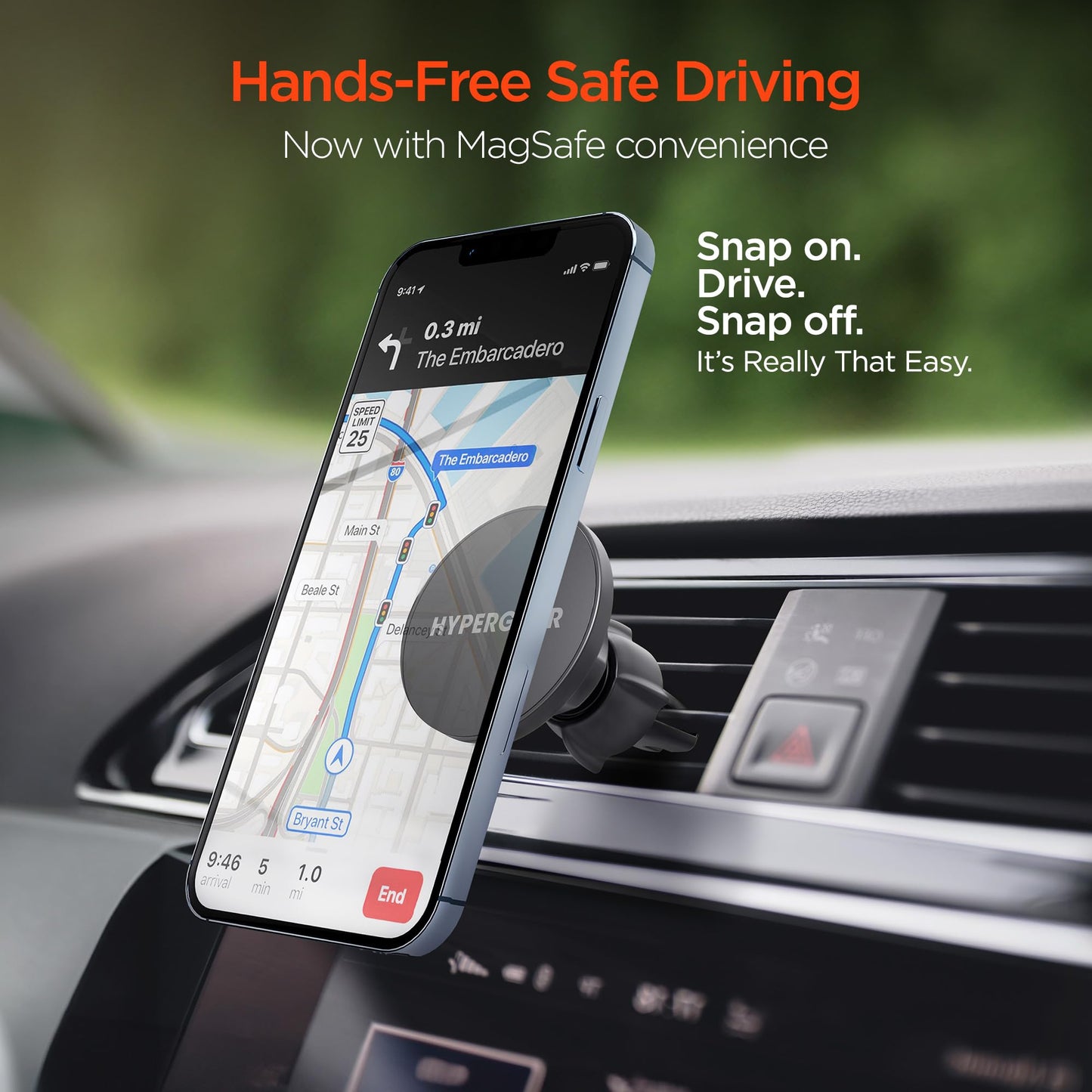 HyperGear MagSafe Magnetic Phone Holder Car Phone Holder Mount for Air Vent, Cellphone Holders Car Magnet Stand, Auto Magnetic Mount, Hands-Free