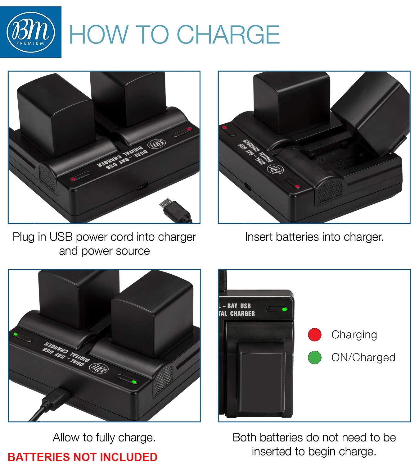 BM Premium Dual Bay Battery Charger for Canon Vixia HF