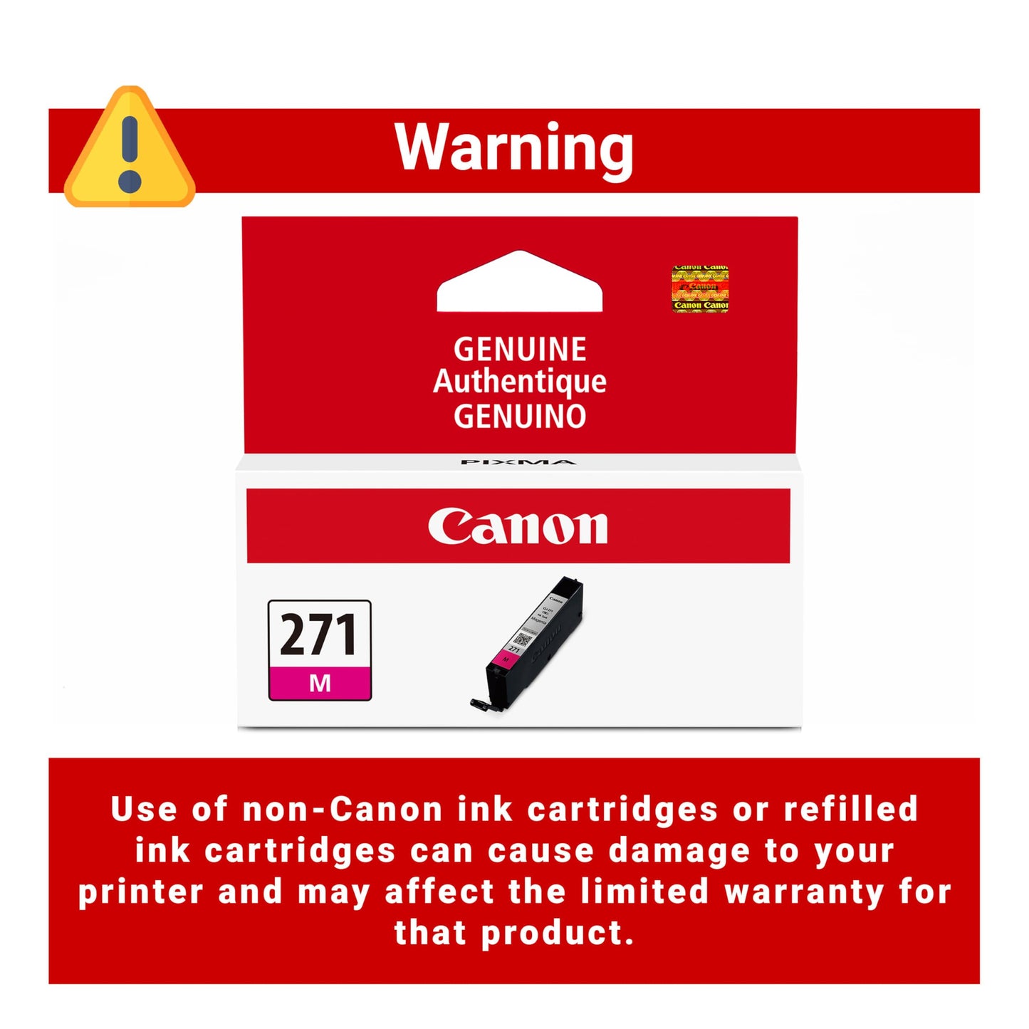 Canon CLI-271 Genuine Magenta Ink Tank, Compatible with MG6820, MG6821, MG6822, MG5720, MG5721, MG5722, MG7720, TS5020, TS6020, TS8020, and TS9020