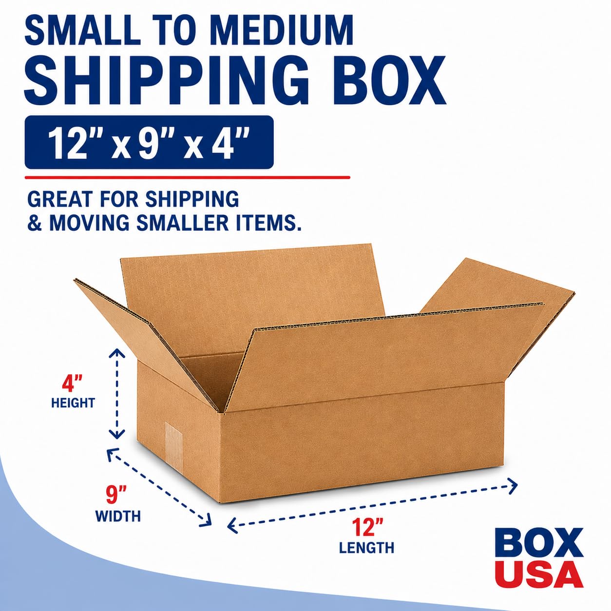 BOX USA Shipping Boxes Medium 12"L x 9"W x 4"H 25-Pack - Corrugated Cardboard Box for Moving, Mailing, Packing, Packaging and Storage