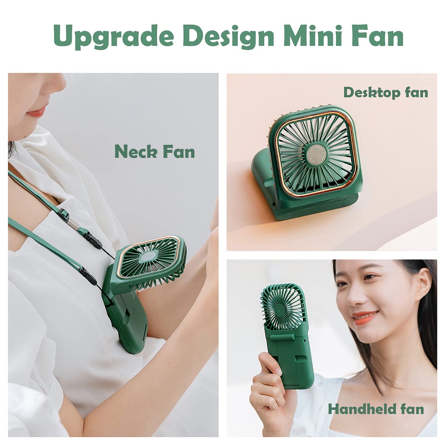 AMENKER Handheld Fan,Portable Mini Fan with Power Bank, 3000mAh USB Rechargeable,Quiet Desk Fan with Cell Phone Stand,Foldable 3 Speeds/Strong Airflow