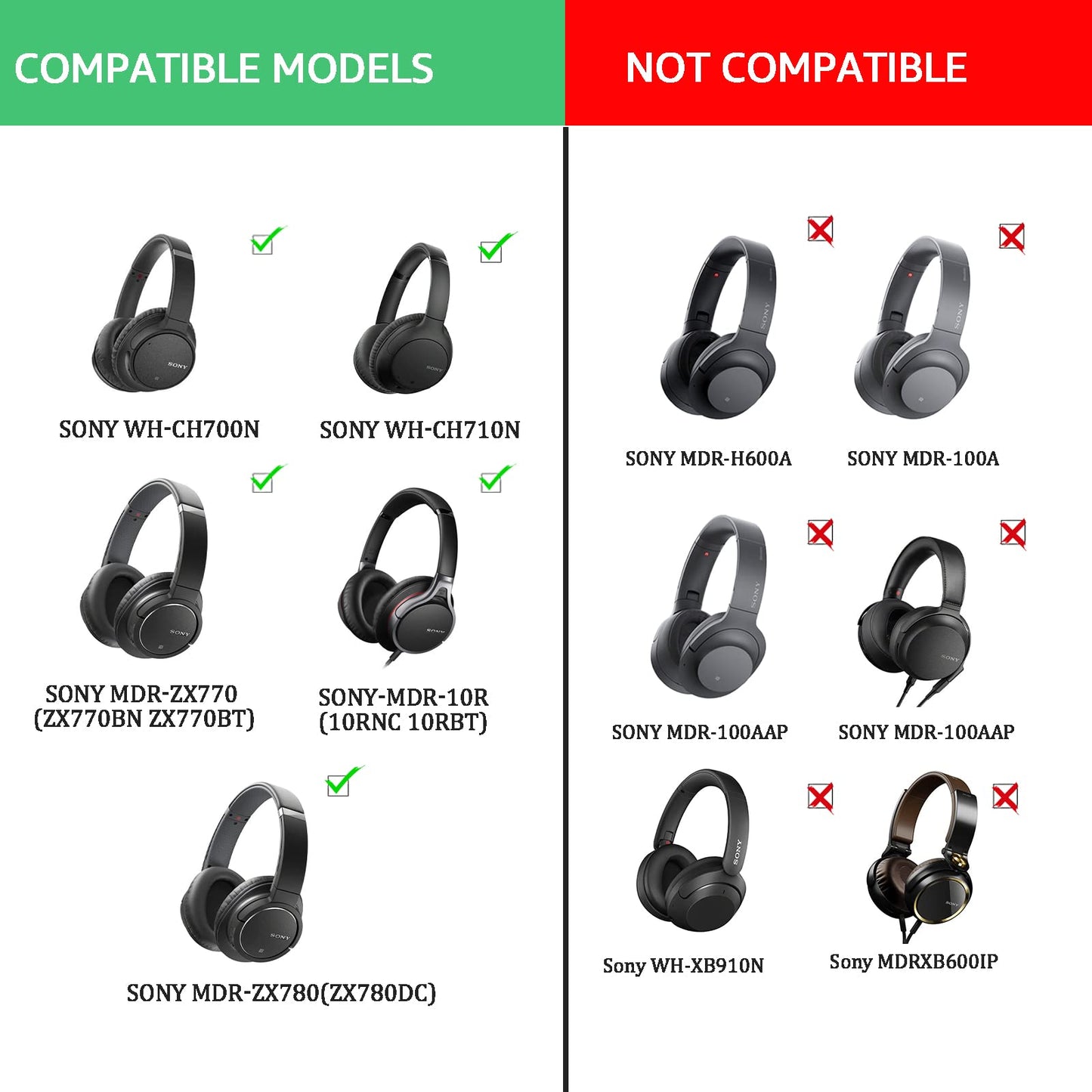 Krone Kalpasmos Sony Headphones Ear Pad Replacement, Protein Leather Over Ear Cushions for Sony WH-CH700N, Compatible with Sony WH-CH710N, Soft