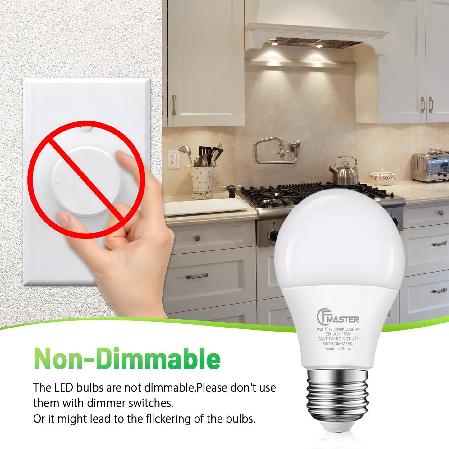 JIANGSILING A21 LED Light Bulb, 150W Equivalent Light Bulbs, 19W 5000K Daylight, 2300 Lumens, Non-Dimmable LED Bulb, E26 Standard Base for Indoor