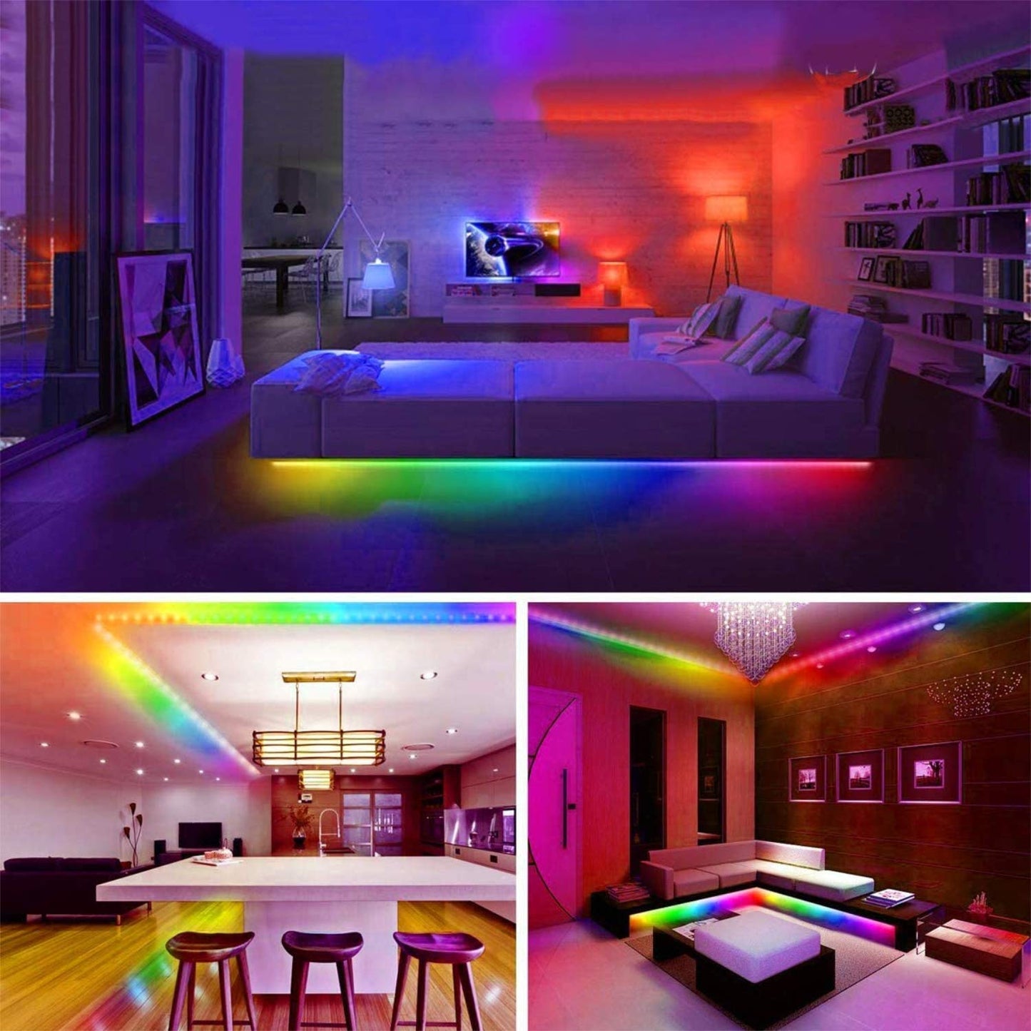 Jeryyen Led Strip Lights 33ft RGB Led Lights Led Strips Smart Led Lights Strip Music Sync Color Changing with Remote and App Control Led Lights
