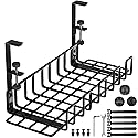 Under Desk Cable Management Tray, 16” No Drill Cord Organizer with Clamps for Wire Management, 4mm Sturdy Wire Desk Cable Organizer Tray, Cable