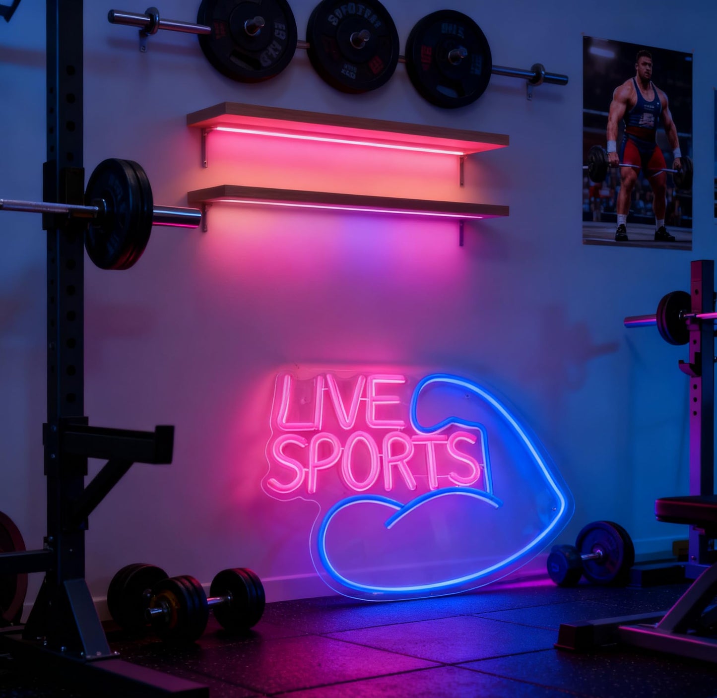 Live Sports Neon Sign, USB Powered Decorative Led Neon Light for Sports Bar Game Room Man Cave Home Theater Wall Table Sport Theme Decor 13.2 x 16.9