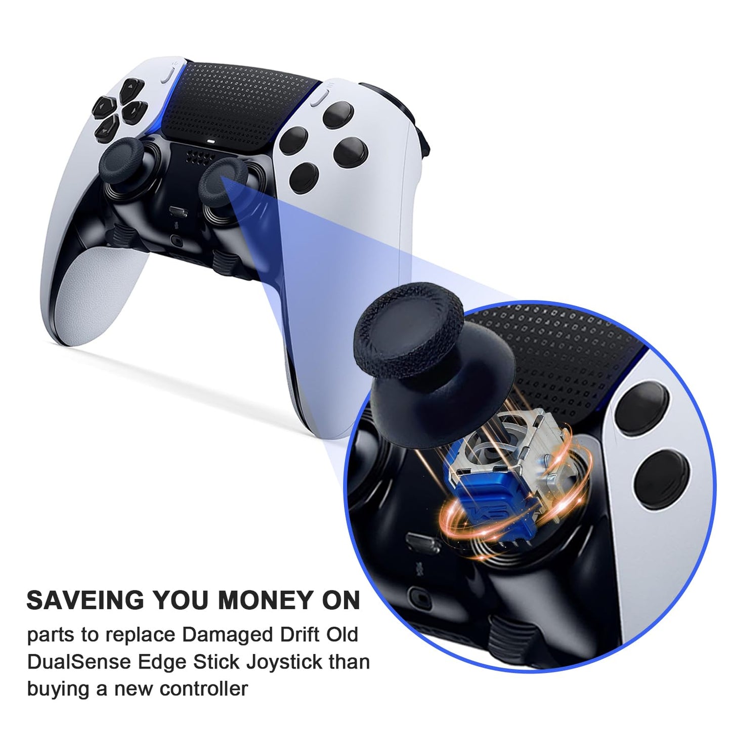 4-Pack TMR Joystick Replacement Kit for DualSense PS5 controller / PS5 Edge Controller, Upgrade Anti-Drift Analog Thumbstick,TMR Analog Thumb Joystick