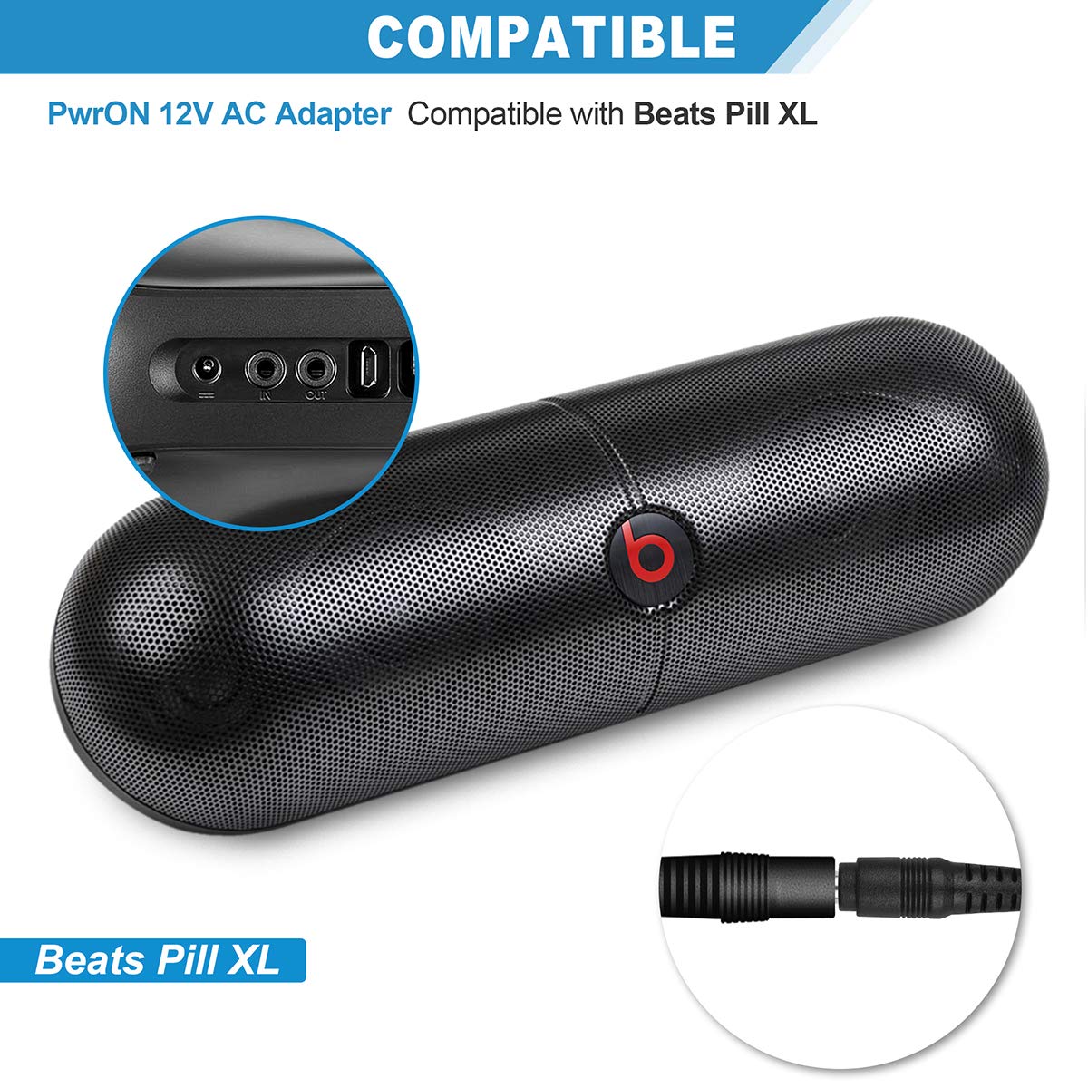 PwrON Ac Dc Adapter for by Dre Pill XL B0514 Wireless Portable Speaker PillXL DYS DYS404-120300W 12V 3A 36W Power Supply Cord Charger