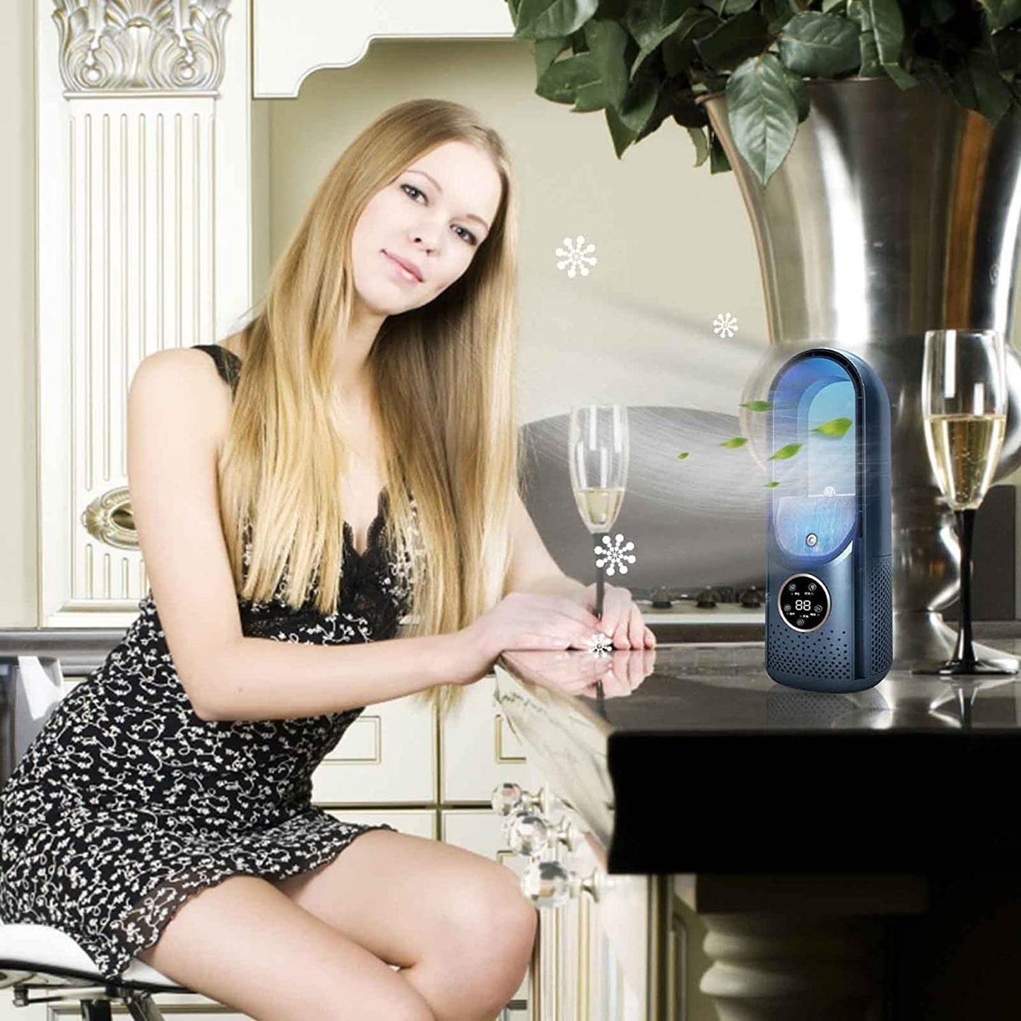 YWangQiang USB Tower Fan Led Bladeless Fan Tower Electric Fan Mini Vertical Conditioner Fans (Color : A) (B)