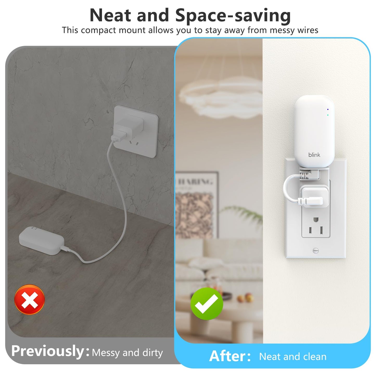 All-New Blink Sync Module Outlet Mount, Compatible with Blink Sync Module Core/2/XR, Space-Saving & No-Drill Bracket for Blink Indoor Outdoor Security