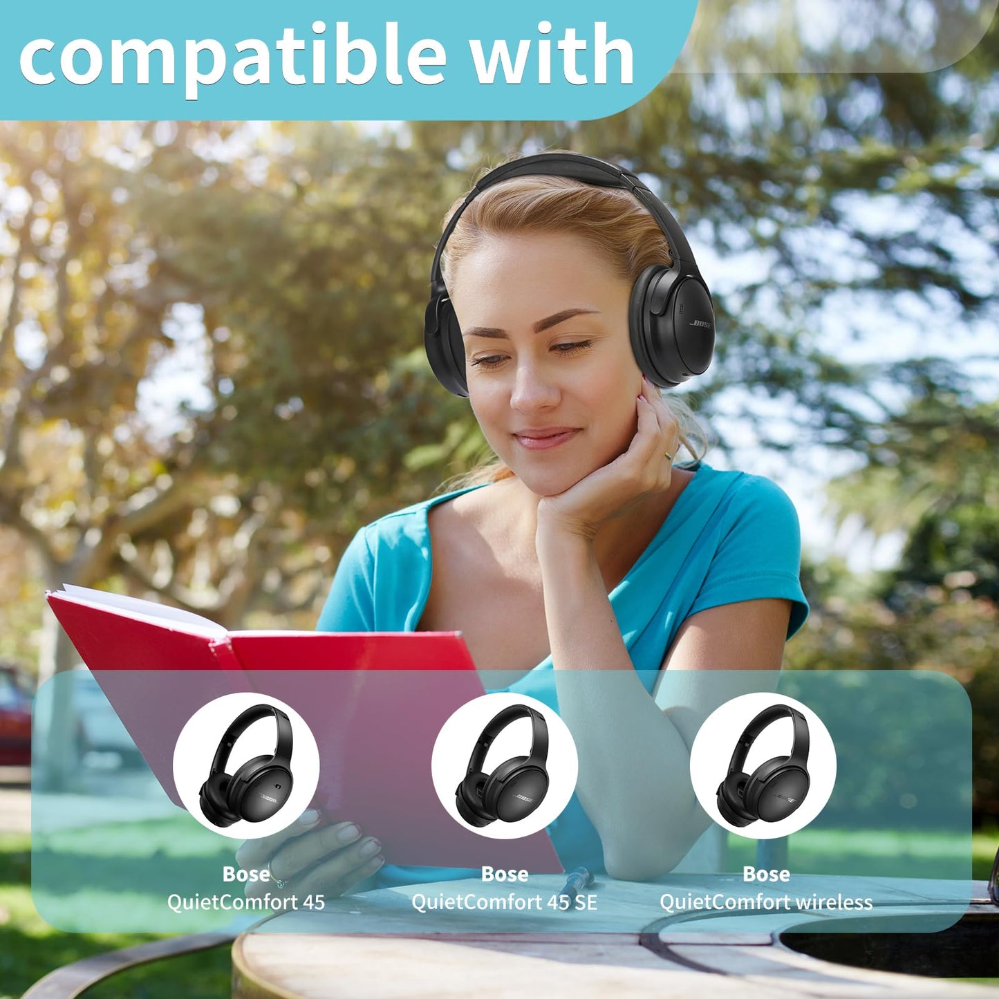 MC Magic Cushion QC45 Ear Cushions for Bose qc45 Replacement Ear Pads,Compatible with Bose QuietComfort SE/New QuietComfort Wireless,Larger