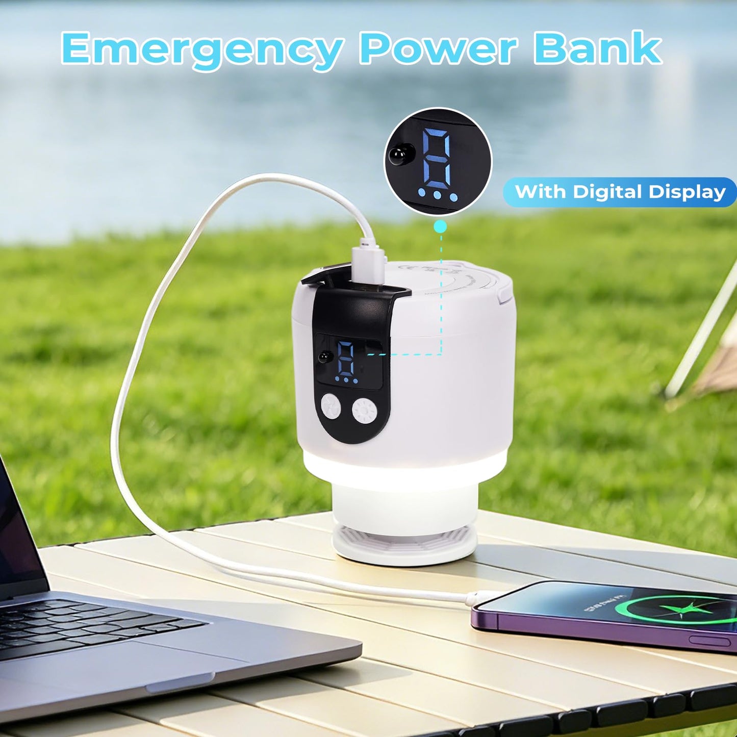 Tent Fan,18" Outdoor Camping Fans for Tents,Portable Ceiling Fan with Lights Remote,15600mAh Battery Operated Ceiling Fan,Rechargeable Tent Ceiling