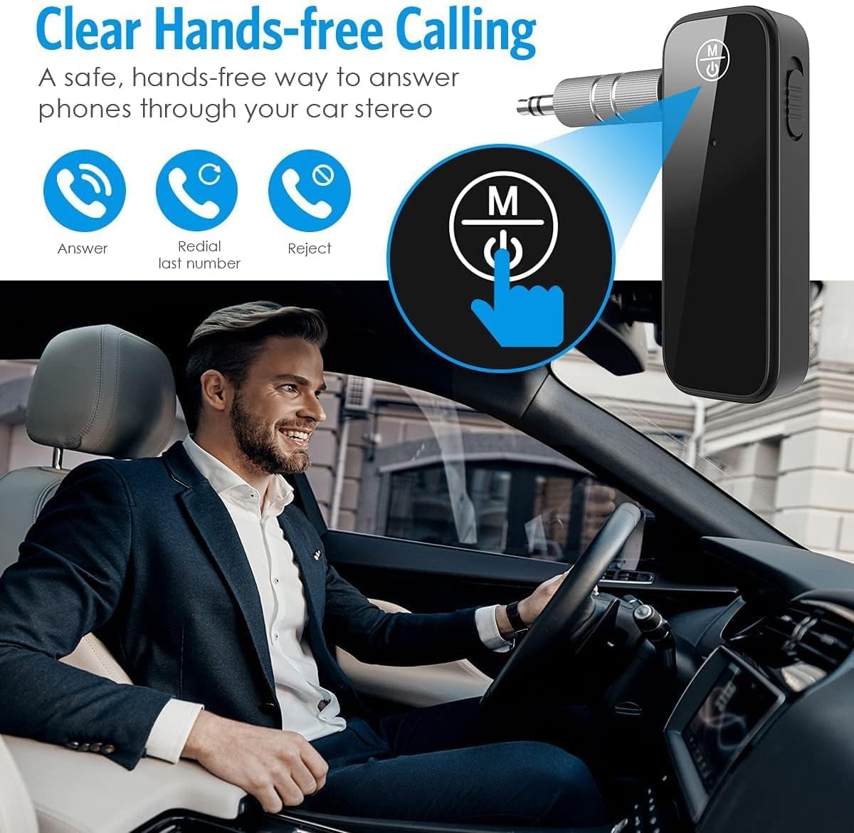 2 in 1 Bluetooth 5.3 Transmitter Receiver, AUX Wireless Bluetooth Audio Adapter for Car, TV, Speaker, Stereo System and Headphones