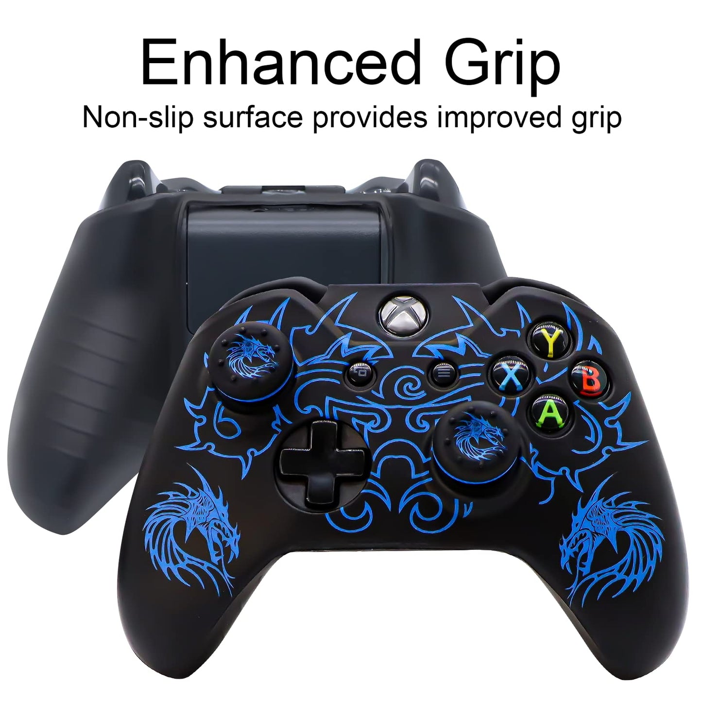 Controller Skin for Xbox-One, BRHE Anti-Slip Silicone Cover Protector Case Accessories Set for Microsoft Xbox 1 Wireless/Wired Gamepad Joystick with 2