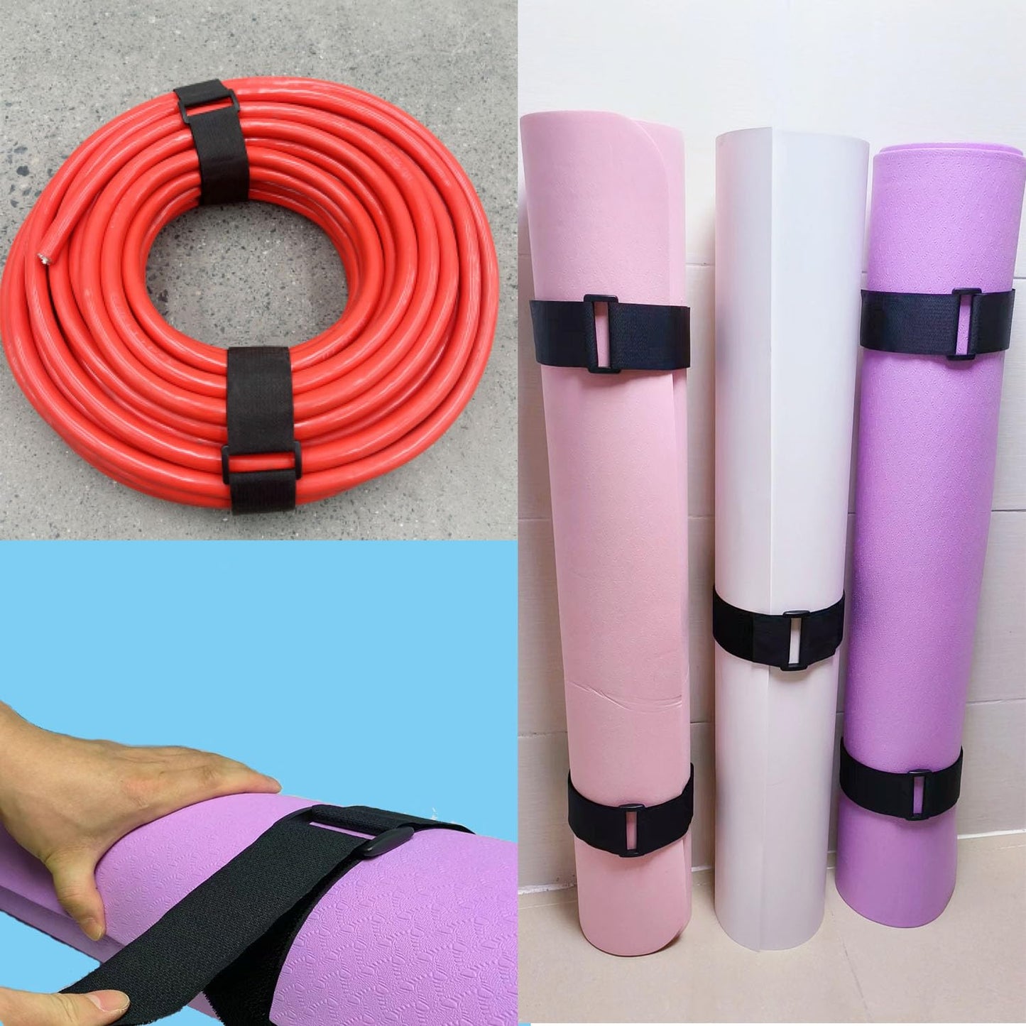 Wide 2" ×40 Ft Long Hook and Loop Cable Straps with 20 Heavy Plastic Buckles, Adjustable Nylon Tie Down Straps,Free Cut Length and Width, Reusable