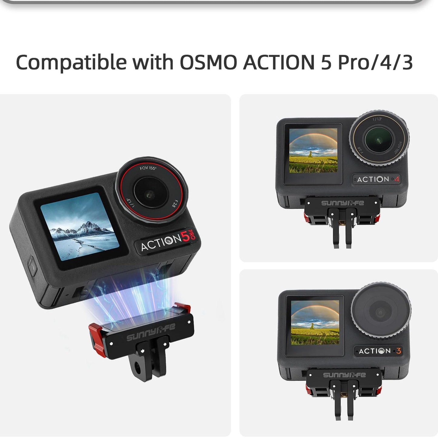 Honlyn Magnetic Mount for DJI Osmo Action 5 Pro/Osmo Nano, Quick Release Adapter Extension Base for DJI Osmo Action 5 Pro/Osmo Action 4/3/OSMO 360