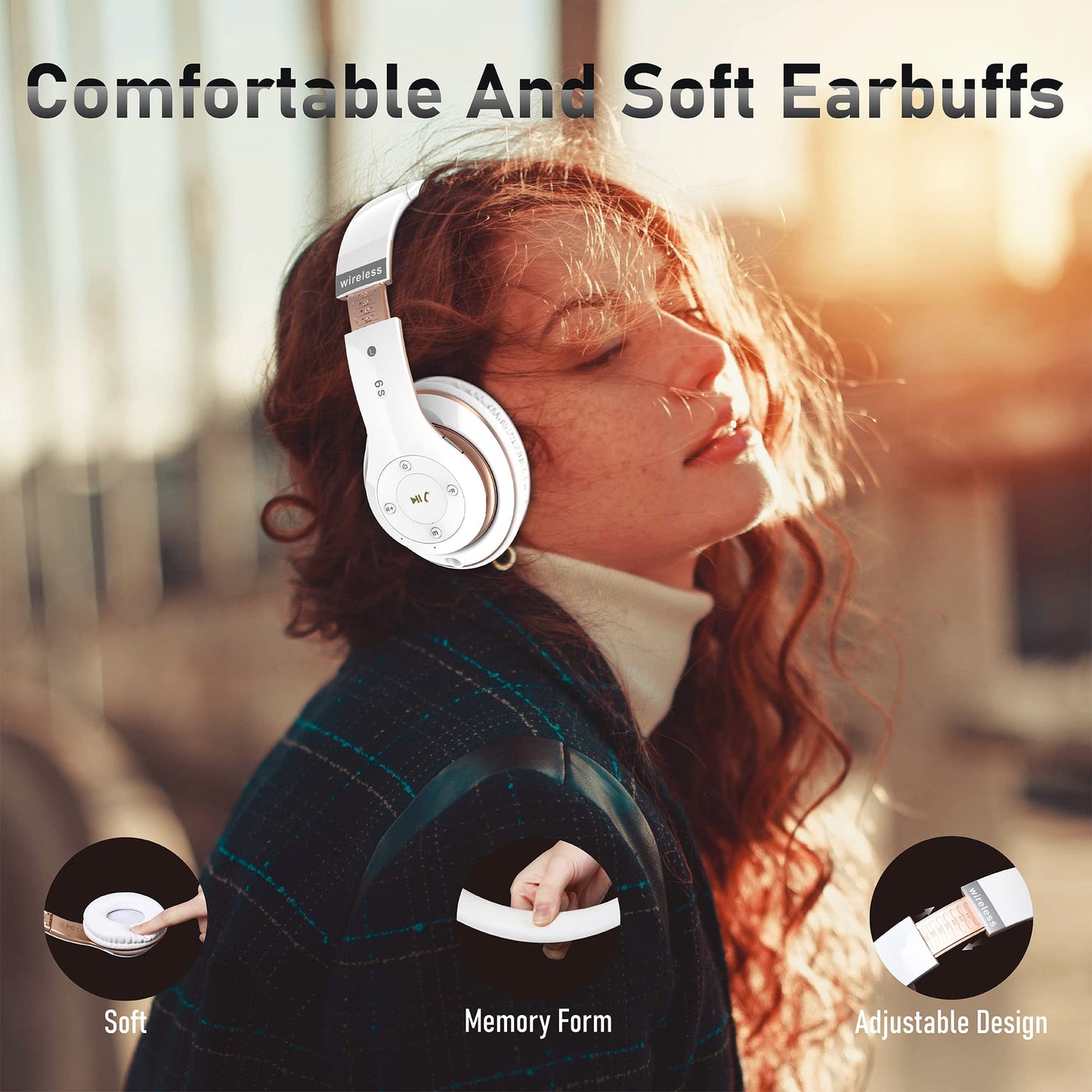 Falebare Bluetooth Headphones Over Ear, 6S Foldable Wireless Headphones with 6 EQ Modes, 40 Hours Playtime HiFi Stereo Headset with Mic, Soft Ear…