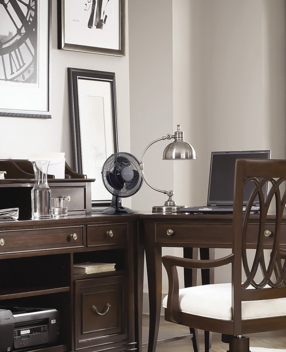 Air Monster Desk Fan - 12 Inch | Quiet Desk Fan with 90 Degree Oscillation, Plastic Grill, 3 Speed Settings, Adjustable Tilt - ETL Listed, Black