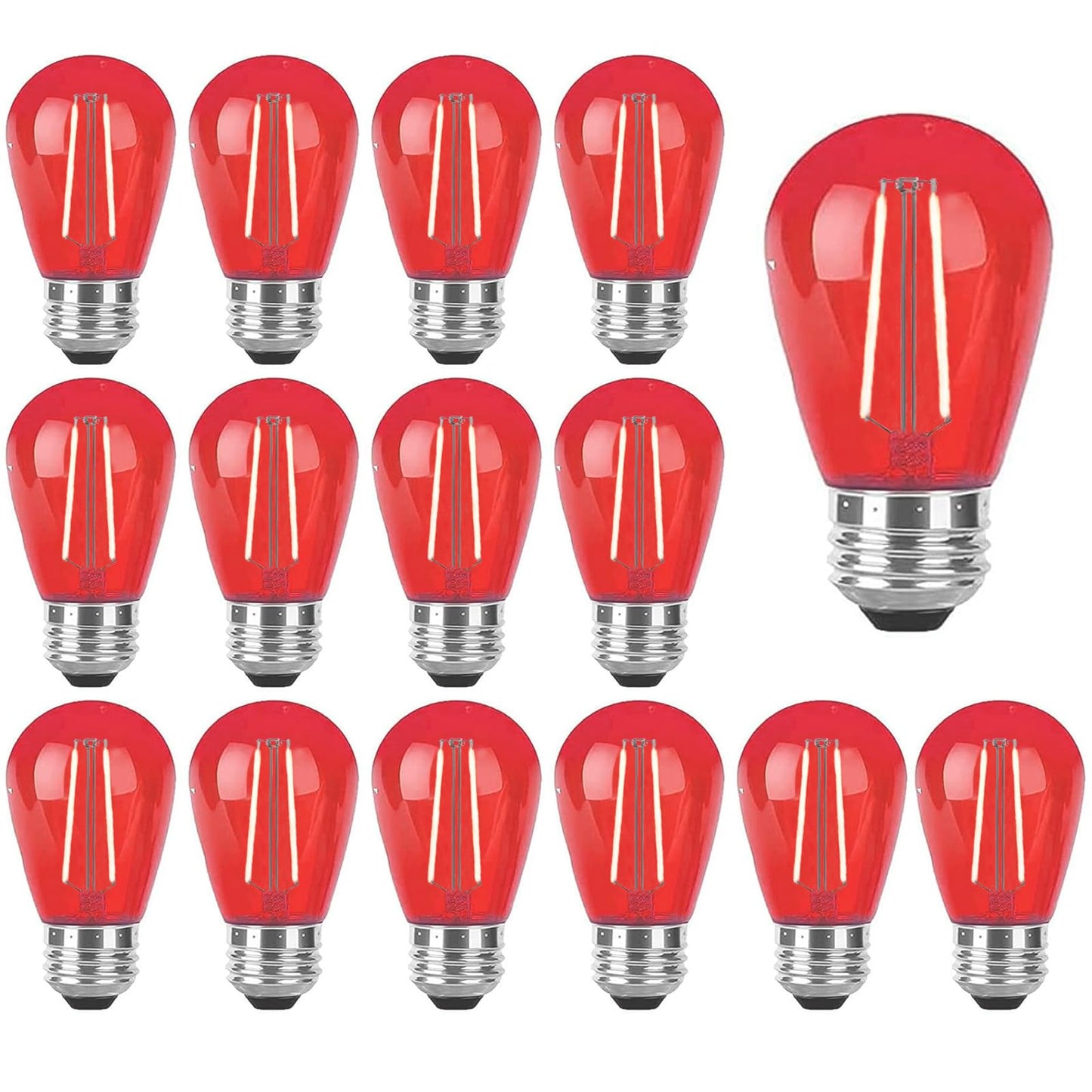 LRSUEYSKIN S14 Red LED Bulb Replacement LED Light Bulbs 2W Plastic Shatterproof Night Bulb E26 Base S14 String Light Waterproof Vintage Bulb