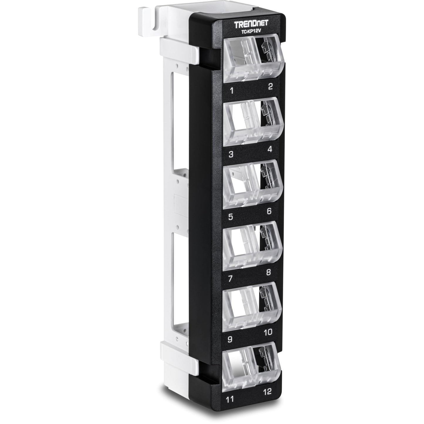 TRENDnet 12-Port Blank Angled Wall Mount Keystone Patch Panel, TC-KP12V, Use with TRENDnet Keystone Jacks (Sold Separately), Snap-in Style, Quick