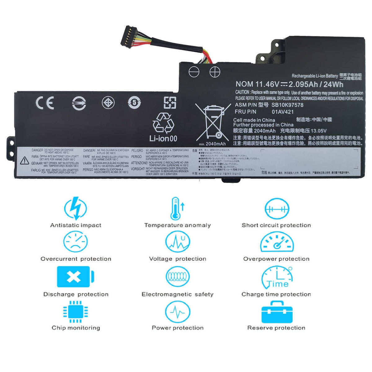 ESTENGPRO T470 T480 01AV421 01AV489 Internal Battery Replacement for ThinkPad T470 T480 A475 A485 TP25 Series Laptop, Compatible with 01AV419 01AV420