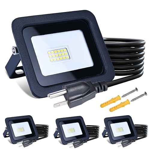 MIWAT 4Pack LED Floodlight, Ultrathin Flood Light Spotlight Wat Wall Lamp Landscapeerproof Outdoor Lamp (White, 20W) 4x3 inch