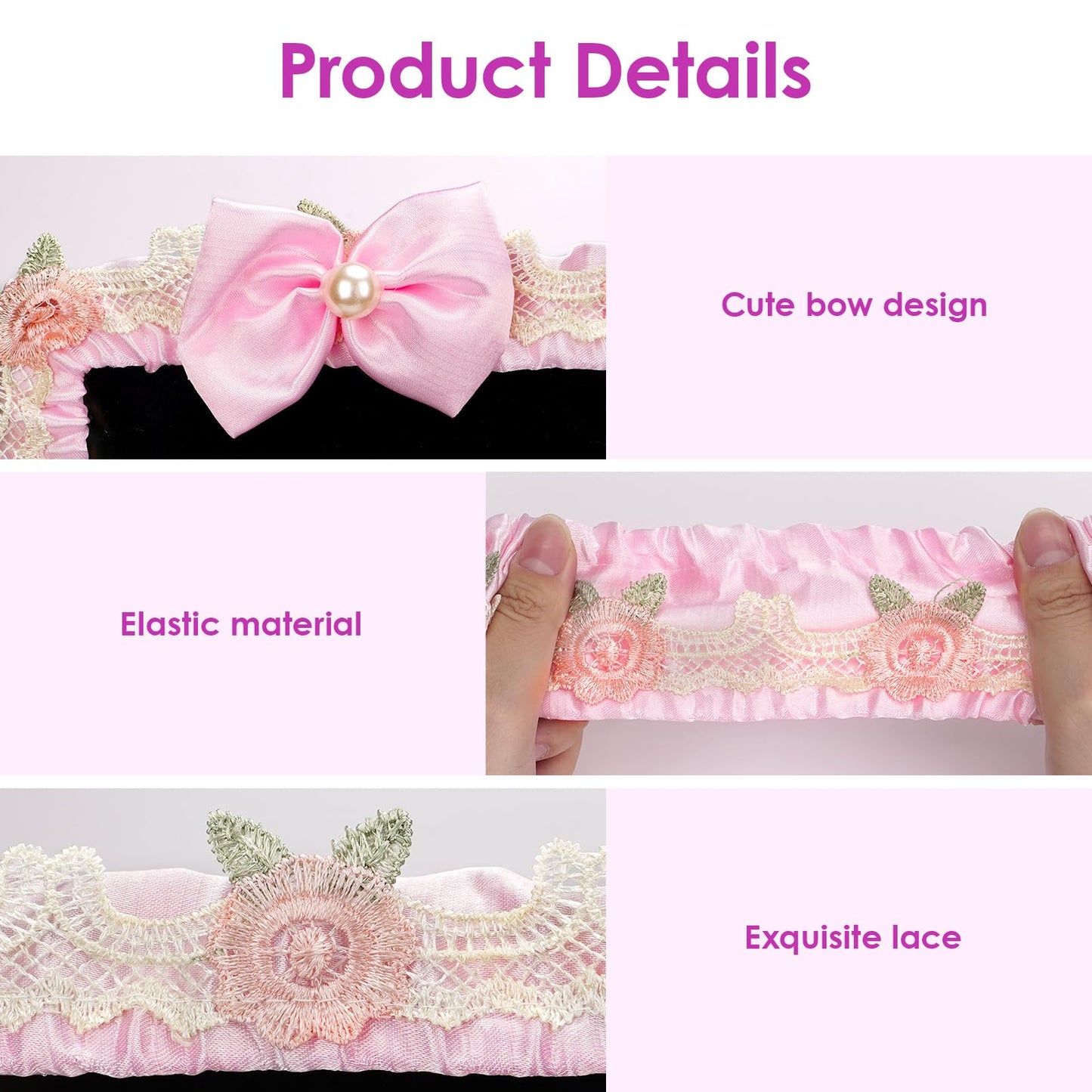ReignSword 2 Pcs 23''-26'' Cute Computer Monitor Cover with Bow Tie, Lovely Computer Accessories with Lace Design, Monitor Dust Cover Protector (Pink)