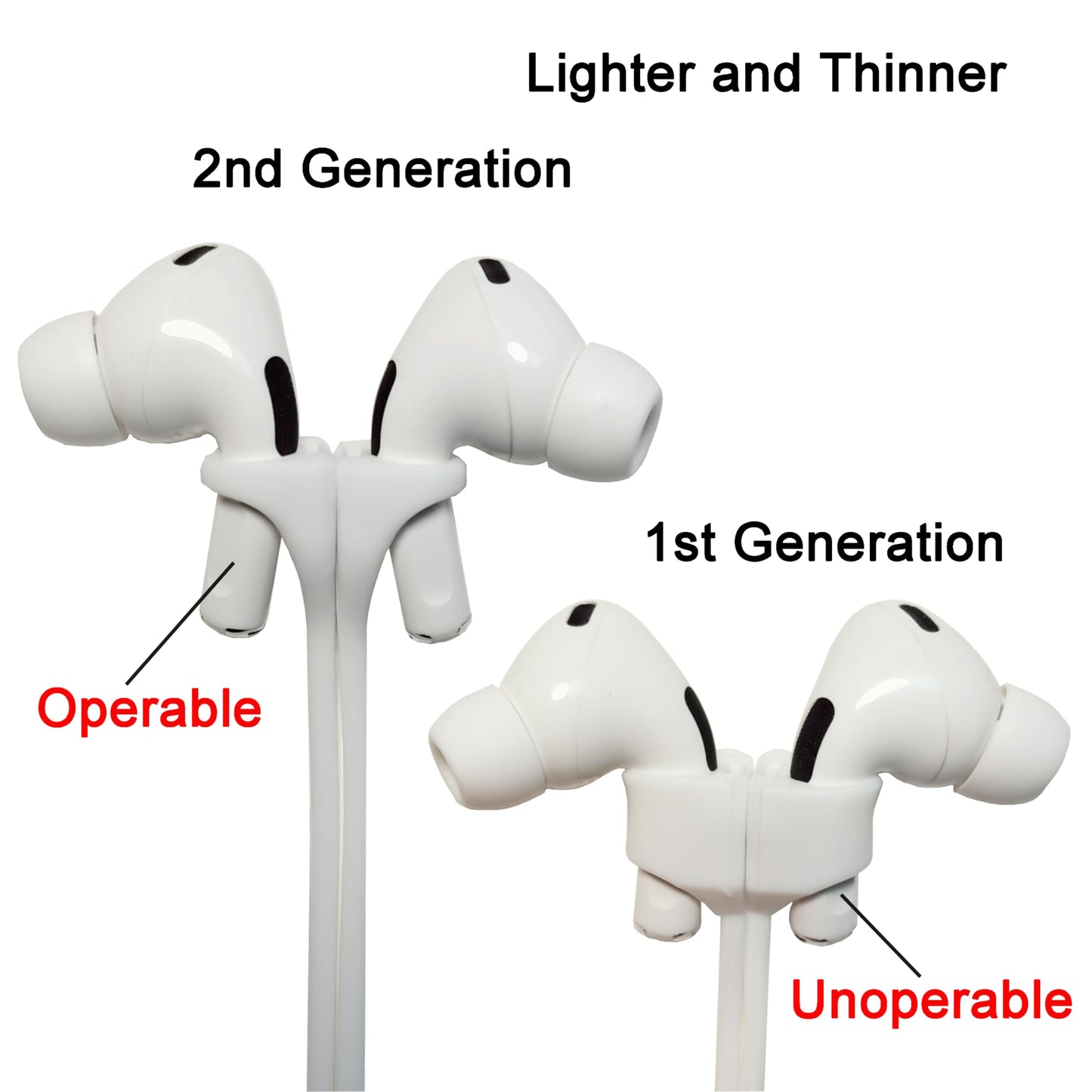 MULTAICH Magnetic Anti-Lost Lanyard 2nd for AirPods Pro 2nd/3nd,Soft Silicone Sports Lanyard, Neck Rope Cord (2nd/White/White)