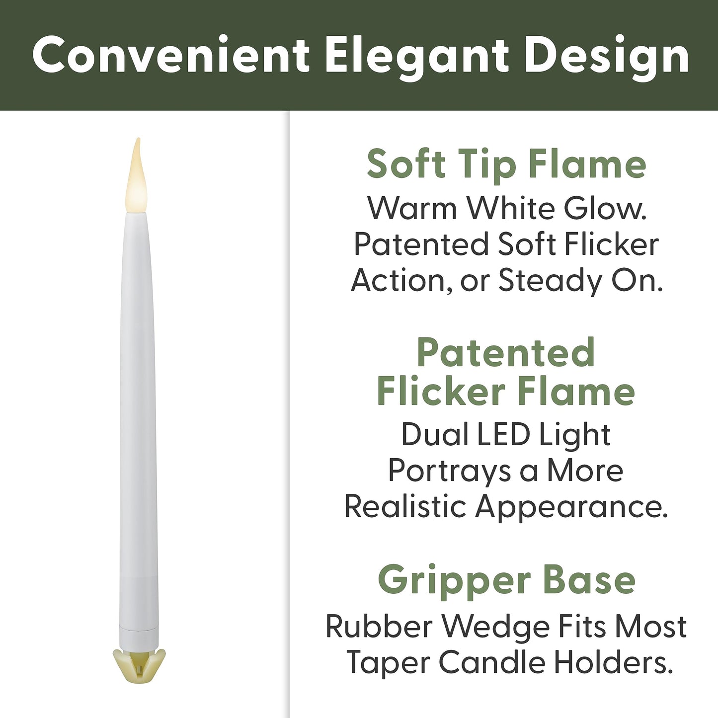 612 Vermont LED Taper Candles Battery Operated with Remote Control, Warm White Flame, 11.75” Tall, VT-R1661-4