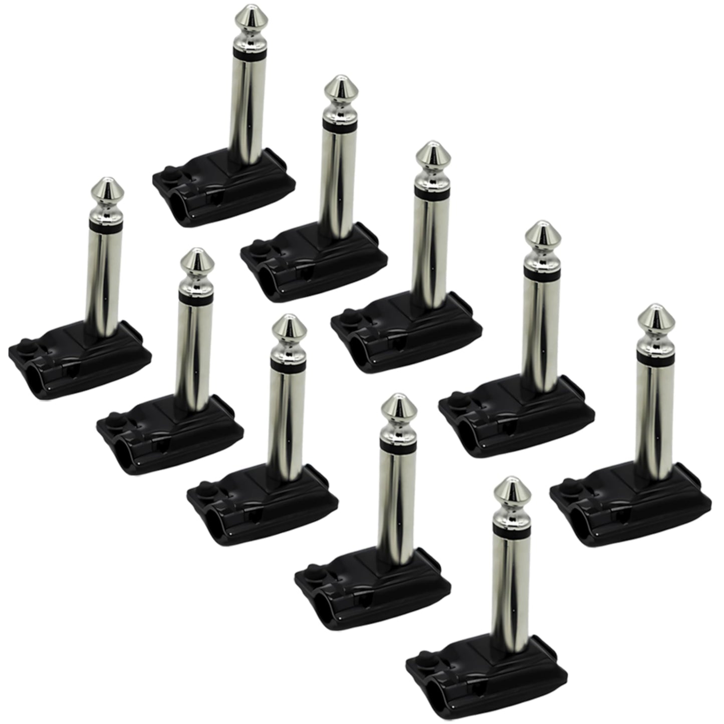 Evidence Audio ESP 1/4? Right Angle Mono Plug (10 Pack) - Soldered Pancake Style TS Connector for 5mm Cable, High Copper Brass, Low Profile Pedalboard