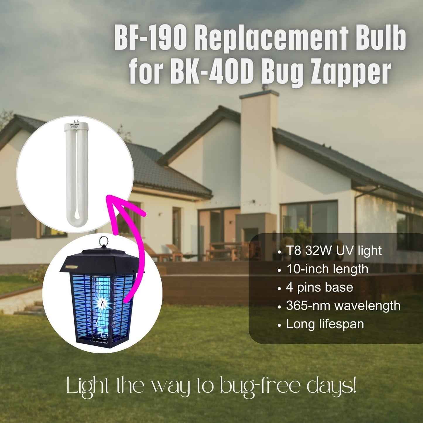 BF-190 Bug Zapper Replacement Bulb for Flowtron BK-40D, 10" FUL32T8/BL