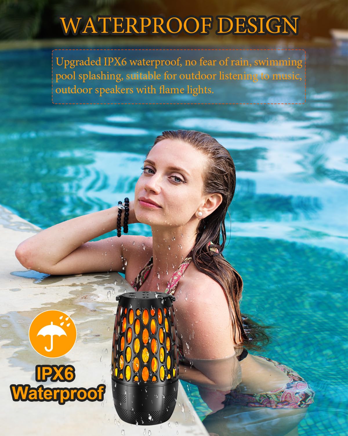 Upgraded Outdoor Bluetooth Speakers Waterproof Patio, Outdoor Speakers with Light, Multi-Speaker Auto-Sync Up to 100 Speaker, BT 5.3 HD Surround