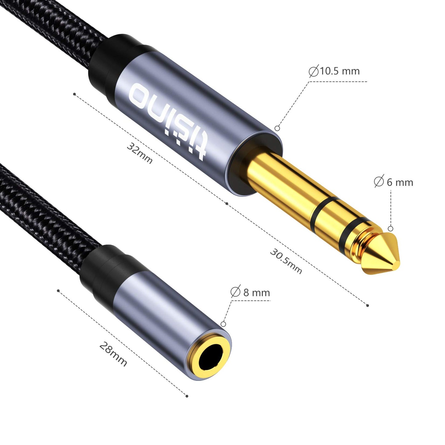 Tisino 1/4 to 3.5mm Headphone Adapter, 1/4" Male to 1/8" Female Extension Audio Cable for Headphones, Amplifiers, Guitar Amp, Keyboard Piano, Home