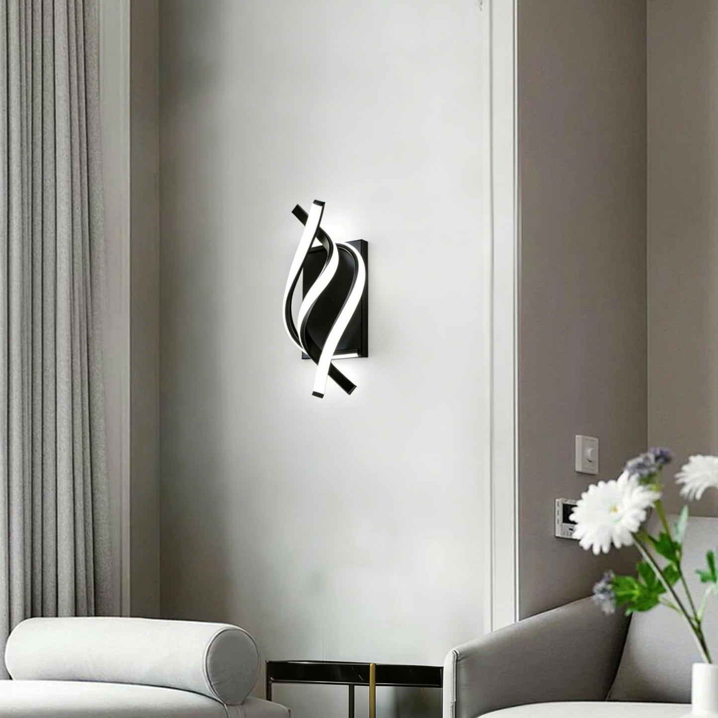 GLWET Wall Sconce of 2, Modern Wall Light Fixture Black Wall Mount Light for Mirror,Bedside, Bathroom, Bedroom, Hallway