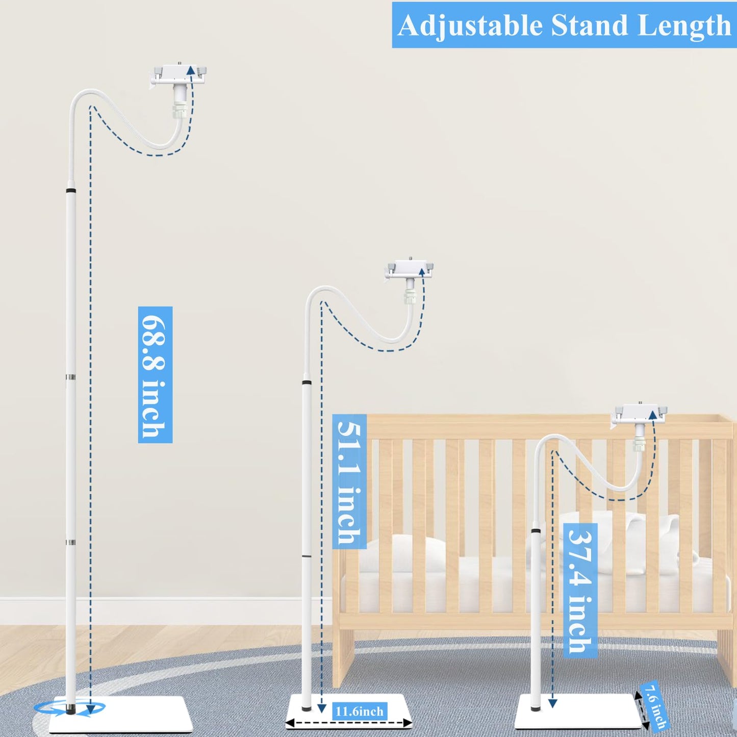 EYSAFT Baby Monitor Floor Stand Holder Mount Compactible for Nanit Pro & Flex Stand,Infant Optics DXR-8 Pro,VTech