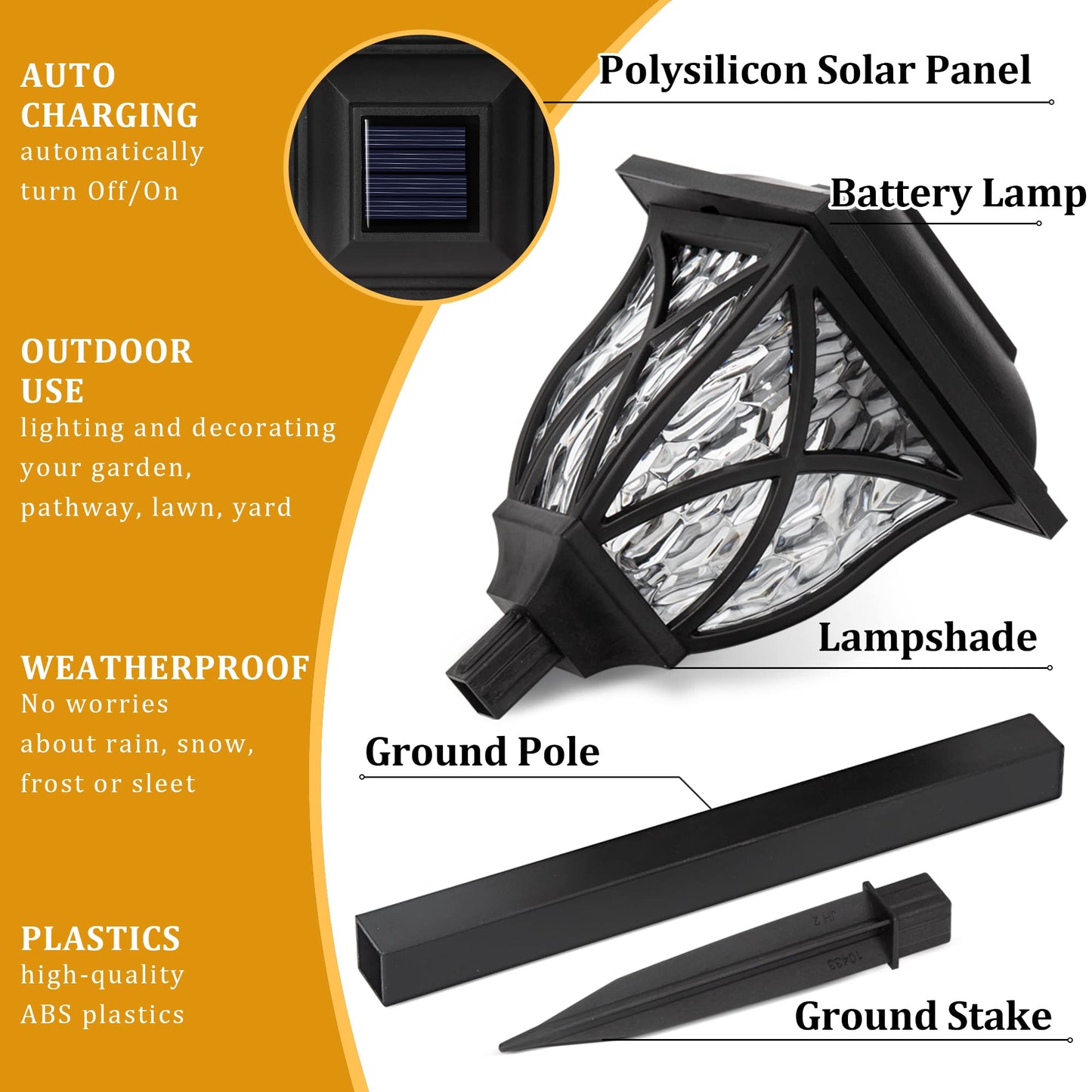 GIGALUMI 6 Pack Solar Lights Outdoor Waterproof, LED Solar Garden Lights, Outdoor Decorations, Garden Decor for Yard, Patio, Landscape, Planter