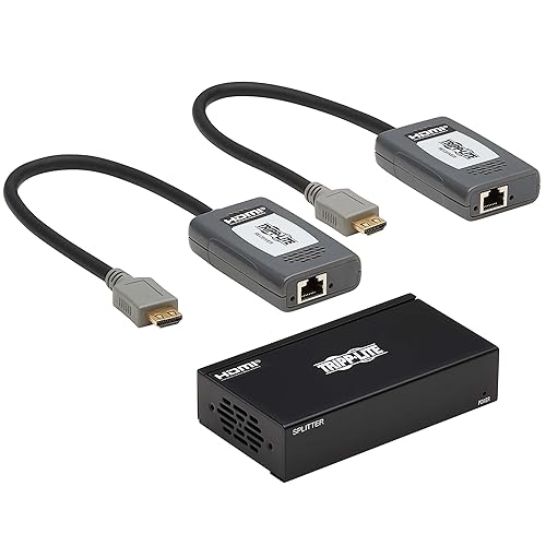 Tripp Lite HDMI Over Ethernet Cat6 Extender Kit, Splitter/2x Pigtail Receivers - Up to 230 feet or 70.1 Meters - 4K 60Hz Video HDR, 4:4:4, PoC, TAA