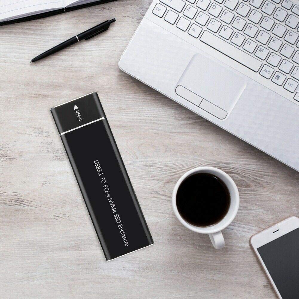 AIHG M.2 NVME to USB-C Gen2 10GBPS Enclosure - M.2 PCI-E SSD Hard Disk External Drive Box - Black