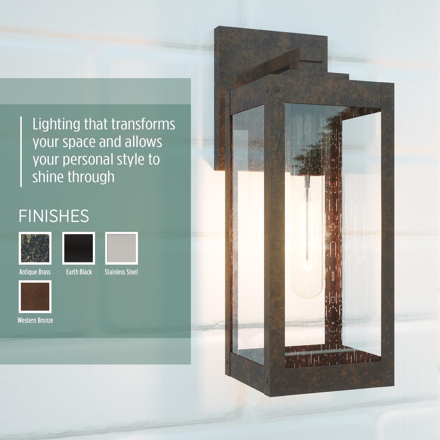 Quoizel Westover Modern Wall Sconce, 14.25 Inch Antique Brass 1-Light Outdoor Light Fixture, Clear Seeded Glass Wall Lantern, 100 W, Industrial Design