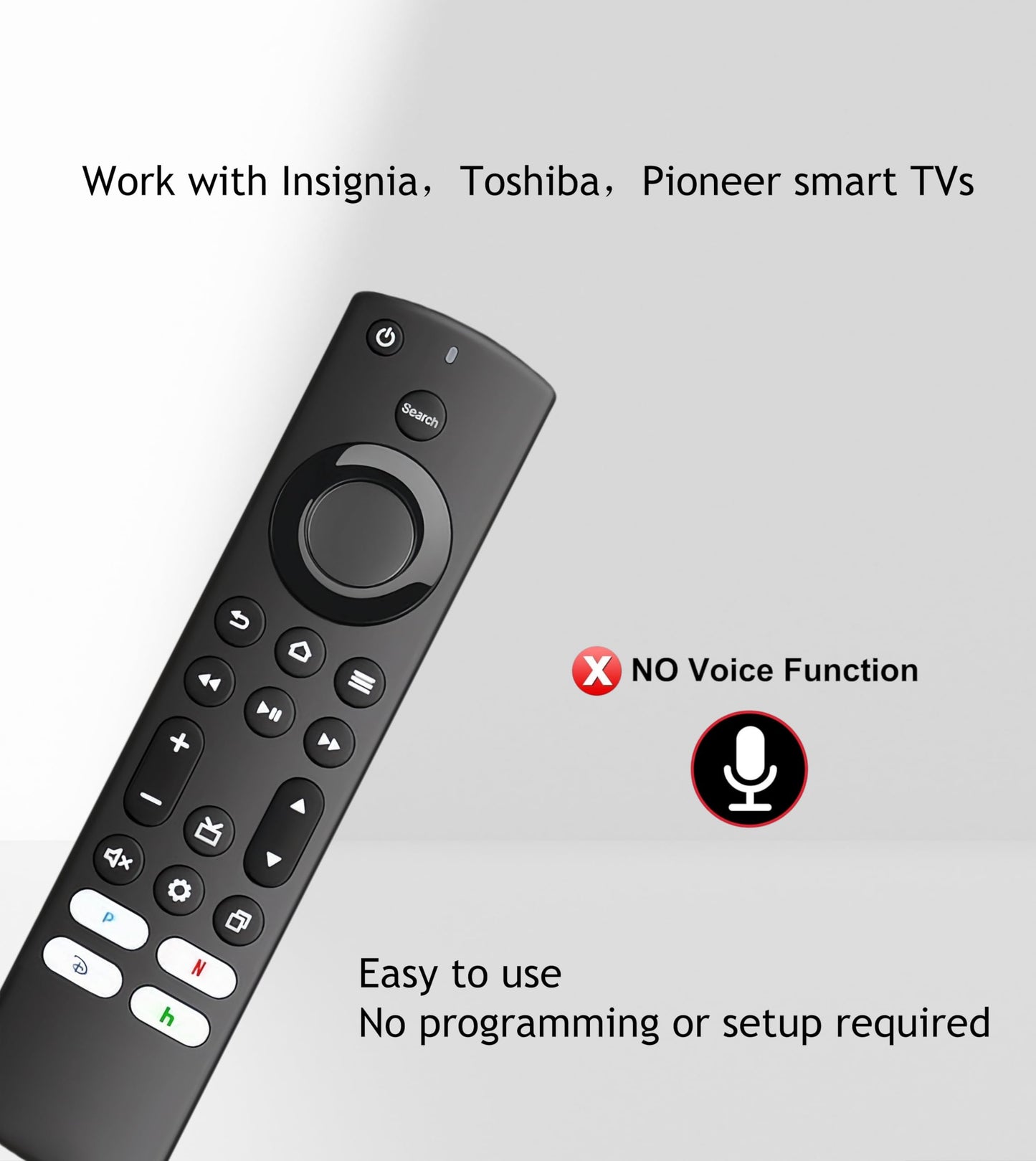 Replacement Remote for Insignia, Toshiba, Pioneer Smart TV, Compatible with Smart TV with 4 Shortcut Keys
