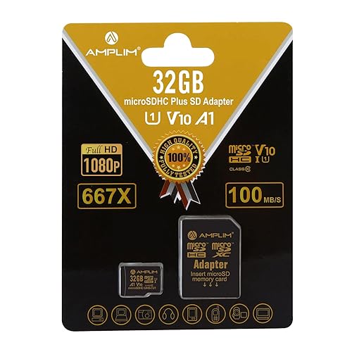 Amplim 32GB MicroSDXC Card with Adapter (1X Black)