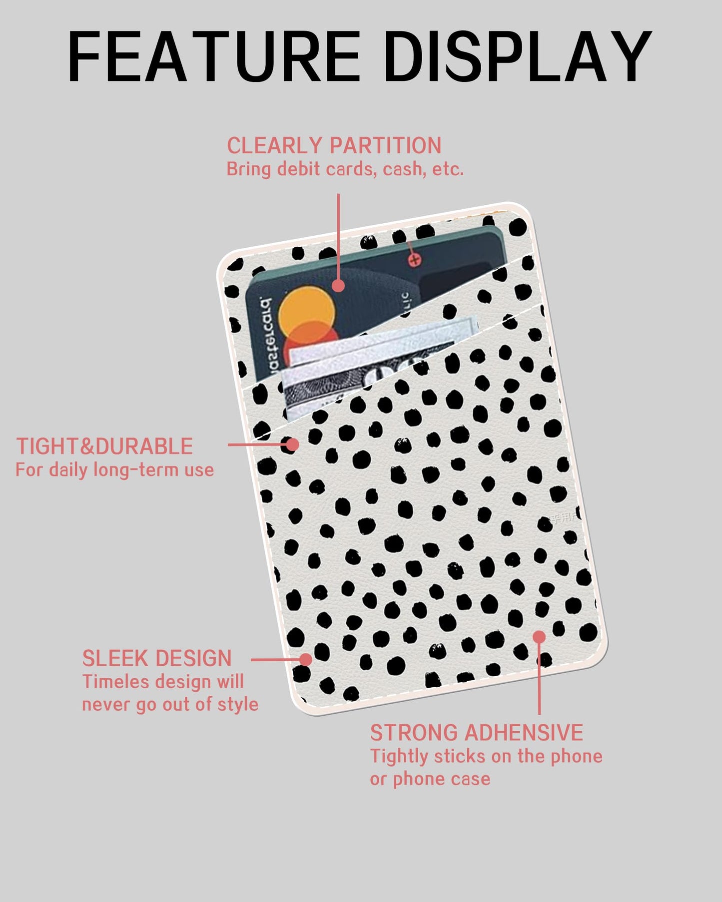 JYCardPKT Phone Card Holder Leather, Dual Pocket Phone Wallet Adhesive Stick On, Cute Phone Case Credit Card Holder, Suitable for Most of Phones Cute