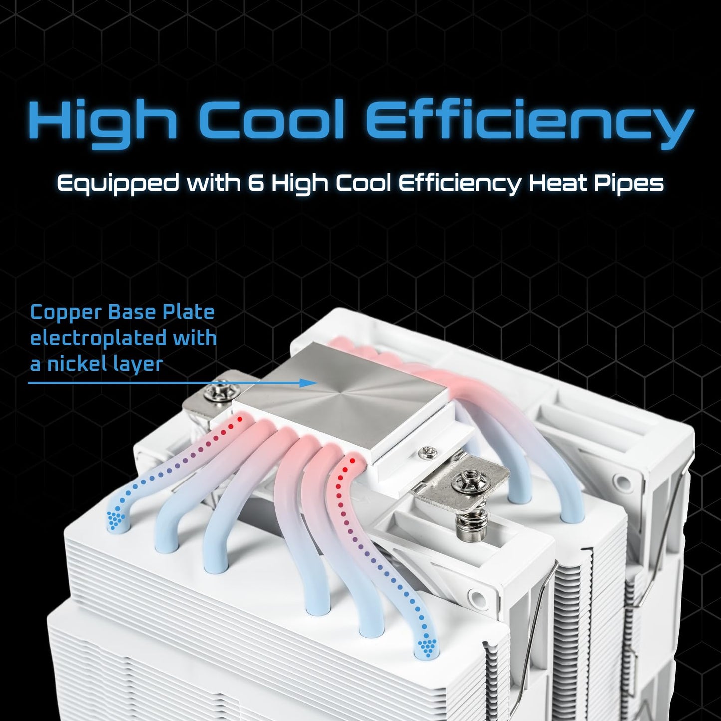 KINGCOOL Iron Wind 120 ARGB CPU Air Coolor, 6 Heat Pipes & Dual Towers, Dual 120mm PWM Fans, 1800 RPM Speed, ARGB Lighting, PC Cooler for AMD AM4 AM5