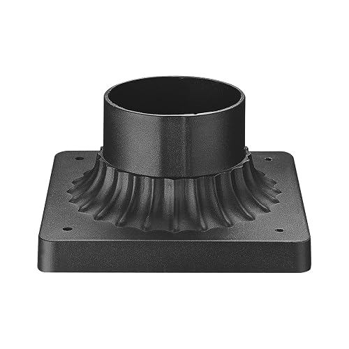 Darkaway Outdoor Post Light Base Mount, Post Light Adapter 3'' Pier Mount Base with Matte Black Finish for Deck Porch Patio, 5.5" W x 5.5" D x 2.75''H