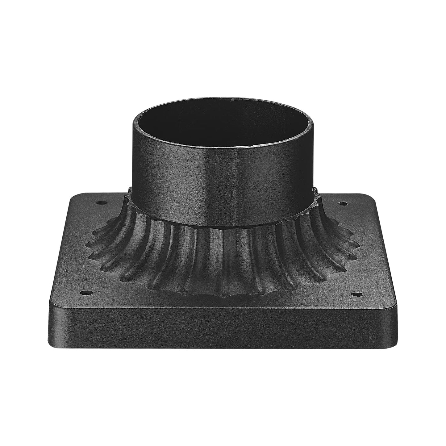 Darkaway Outdoor Post Light Base Mount, Post Light Adapter 3'' Pier Mount Base with Matte Black Finish for Deck Porch Patio, 5.5" W x 5.5" D x 2.75''H